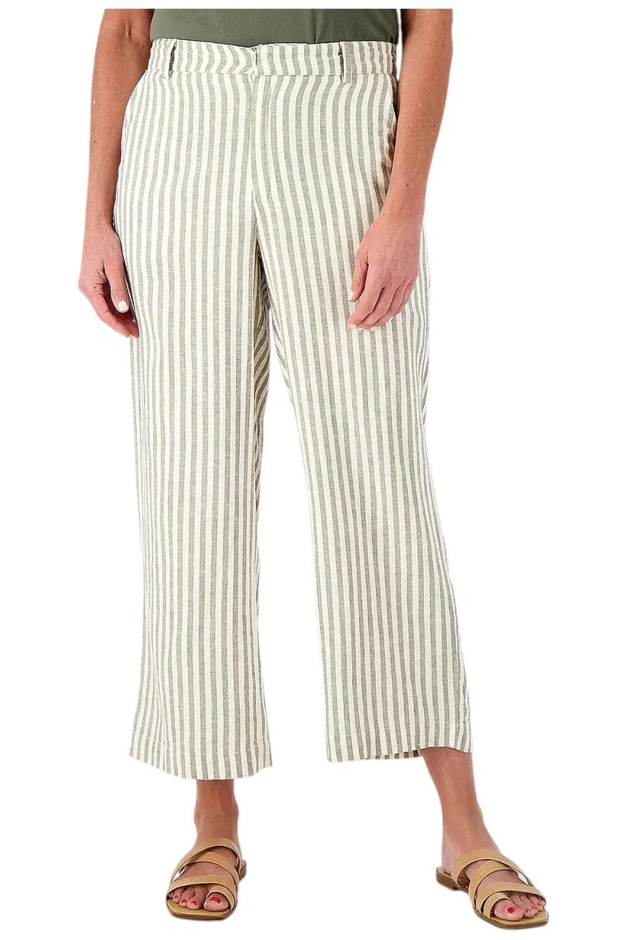 Candace Cameron Bure Wide Leg Crop Pants Midnite OliveAsh Stripe - Petite